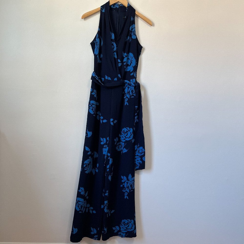 Alex Marie Navy Blue Floral Jumpsuit Size 4 - Picture 2 of 6